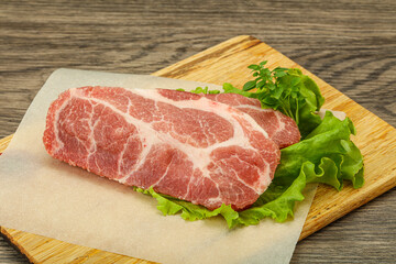 Raw pork meat neck steack