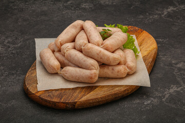 Raw natural chicken baby sausages