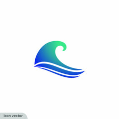 Fototapeta premium wave water and sea icon vector illustration logo template