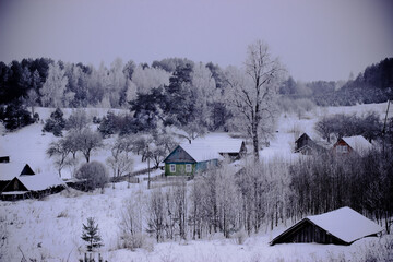 Rustic landscape in winter