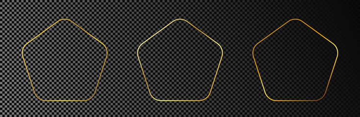 Gold glowing rounded pentagon shape frame