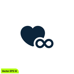 infifnity and heart icon endless love symbol logo template