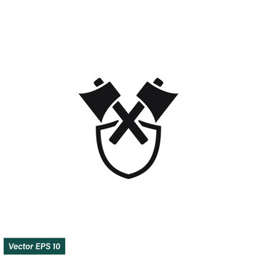 axe and shield icon vector illustration simple design element