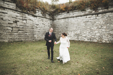 Fototapeta premium Wedding couple bride and groom holding hands