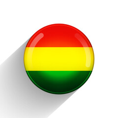 Glass light ball with flag of Bolivia. Round sphere, template icon. National symbol. Glossy realistic ball; 3D abstract vector illustration highlighted on a white background. Big bubble