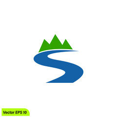 river nature icon vector illustration logo template