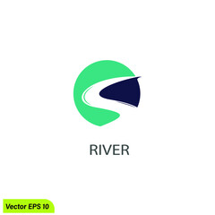 river nature icon vector illustration logo template