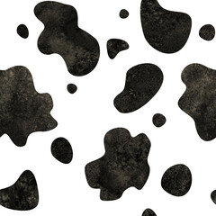 Abstract black and white cow spots seamless pattern background