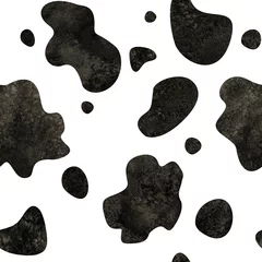 Behang Dierenhuid Abstracte zwart-witte koe vlekken naadloze patroon achtergrond