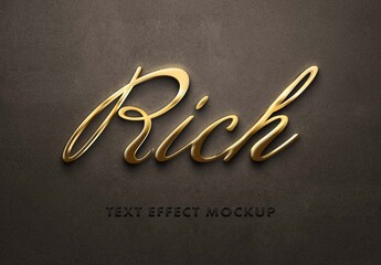 Realistic 3D Golden Text Effect Mockup
