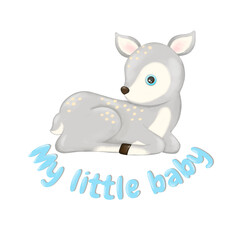 cute little fawn lies, cartoon character, my little baby
