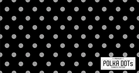 Dots pattern vector. Polka dot background. Monochrome polka dots abstract background. Dot pattern print. Panorama view. Vector illustration © Eduard