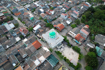 Aerial view of residentials. With a drone at Bekasi - Indonseia. Natural the texture background. 