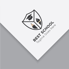 school university logo and icon vector with mockup illustration design template