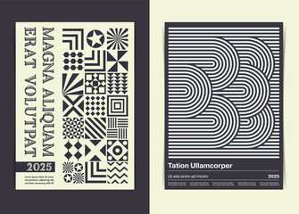 Modernist Bauhaus Poster Templates with Geometric Shapes Pattern. Vector illustration. - 430226738