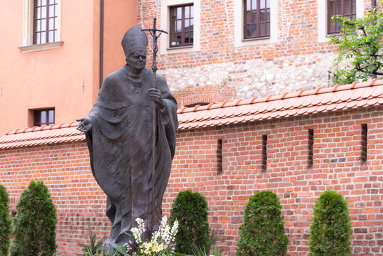 Monument To Pope John 2 In Krakow. Polish Pope.