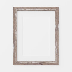 Fototapeta premium mockup of unique picture frame made of old weathered wood
