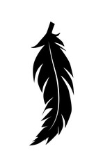 illustration of an old feather. Feather silhouette. Retro image of letter with feather icon.