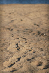 Fototapeta na wymiar Clear footprints in the sand