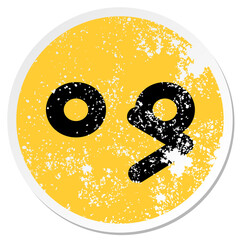 blank eyed bird face circular sticker