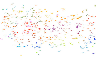 Fototapeta premium Bird watercolor. A flock of colorful birds. Mixed media. Vector illustration