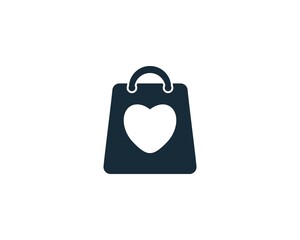 Love Sign and Shopping Bag Icon Design Template Elements