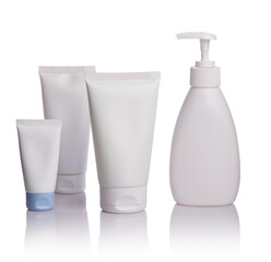 set of cosmetic bottles isolated