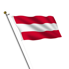 Fototapeta na wymiar Austria Flagpole 3d illustration on white with clipping path