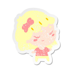 cartoon happy girl grunge sticker