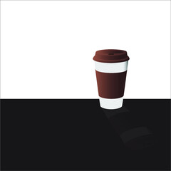 Hot coffee cups with lids in white background