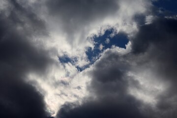 Fototapeta na wymiar A large cottony cloud against a deep blue sky.