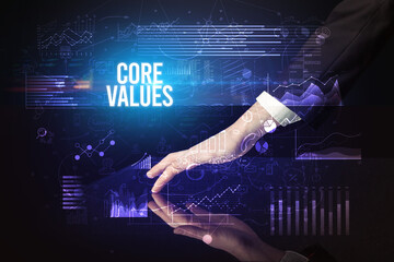 Businessman touching huge screen concept