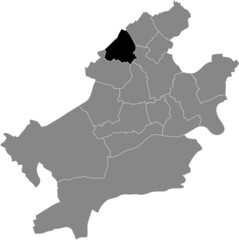 Black location map of the Frankfurter Kalbach-Riedberg district (ortsbezirk) inside the German regional capital city of Frankfurt am Main, Germany