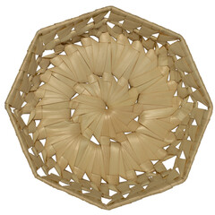 Octagonal wicker basket on a white background. View from above.