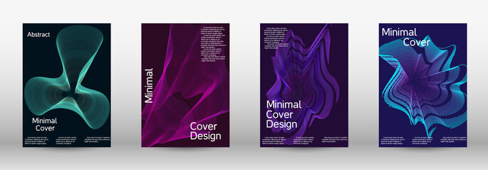 Minimum vector coverage. A set of modern abstract covers. Future futuristic template with abstract current forms for banner design, poster, booklet, report, journal.