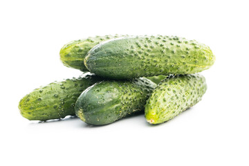 Fresh green cucumbers.