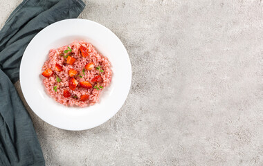 Fresh strawberry risotto a delicate and elegant dish