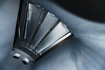 The blades and the flow part inside the gas turbine.
