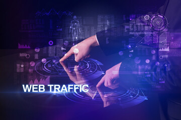 Businessman touching huge display concept