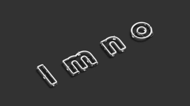 Neon l m n o symbols, broken illuminated font mockup
