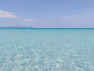 Clear transparent blue water. Tropical perfect turquoise sea