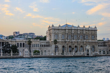 Obraz na płótnie Canvas View of Istanbul and Dolmabahce Palace at Sunset