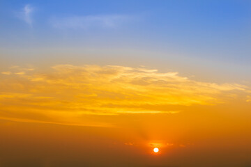 Obraz premium Sunrise in Morning with Orange,Yellow and Pink sky, Dramatic twilight landscape