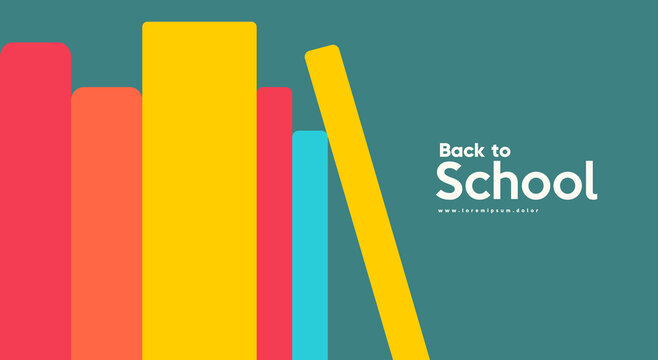 School backgrounds. Stack of books. Vector flat illustration. Back to School. Simple background for poster, cover, flyer.