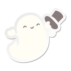ghost with top hat sticker