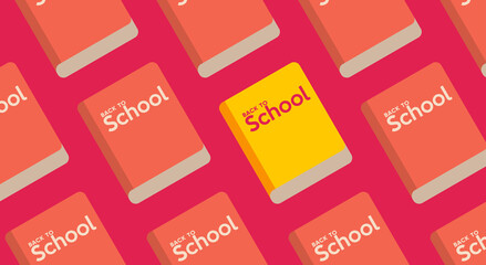 School backgrounds. Pattern of a book. Vector flat illustration. Back to School. Simple background for poster, cover, flyer.
