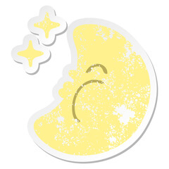 cartoon moon and stars grunge sticker