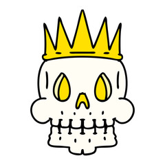 spooky skull wearing crown