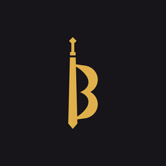 letter b knife and luxurious business logo icon design template