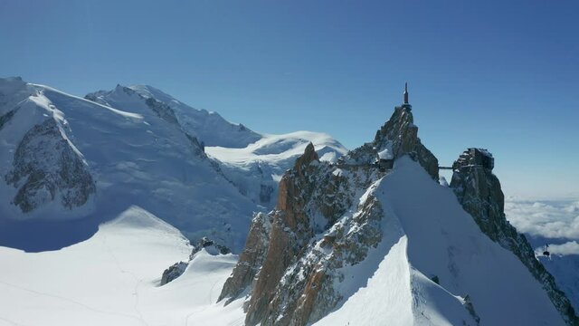 High mountain view of alpine peaks from a drone